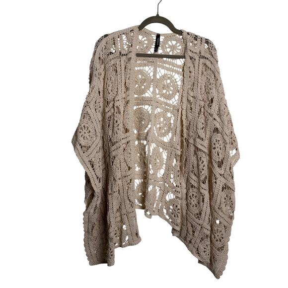 Torrid Crochet Ruana Cardigan Beige Cream Women's One Size - Picture 1 of 6
